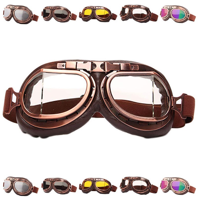 Peicees Vintage Helmet Goggles Motorcycle Goggles Bike Motorcross Pilot Goggle - Image 1